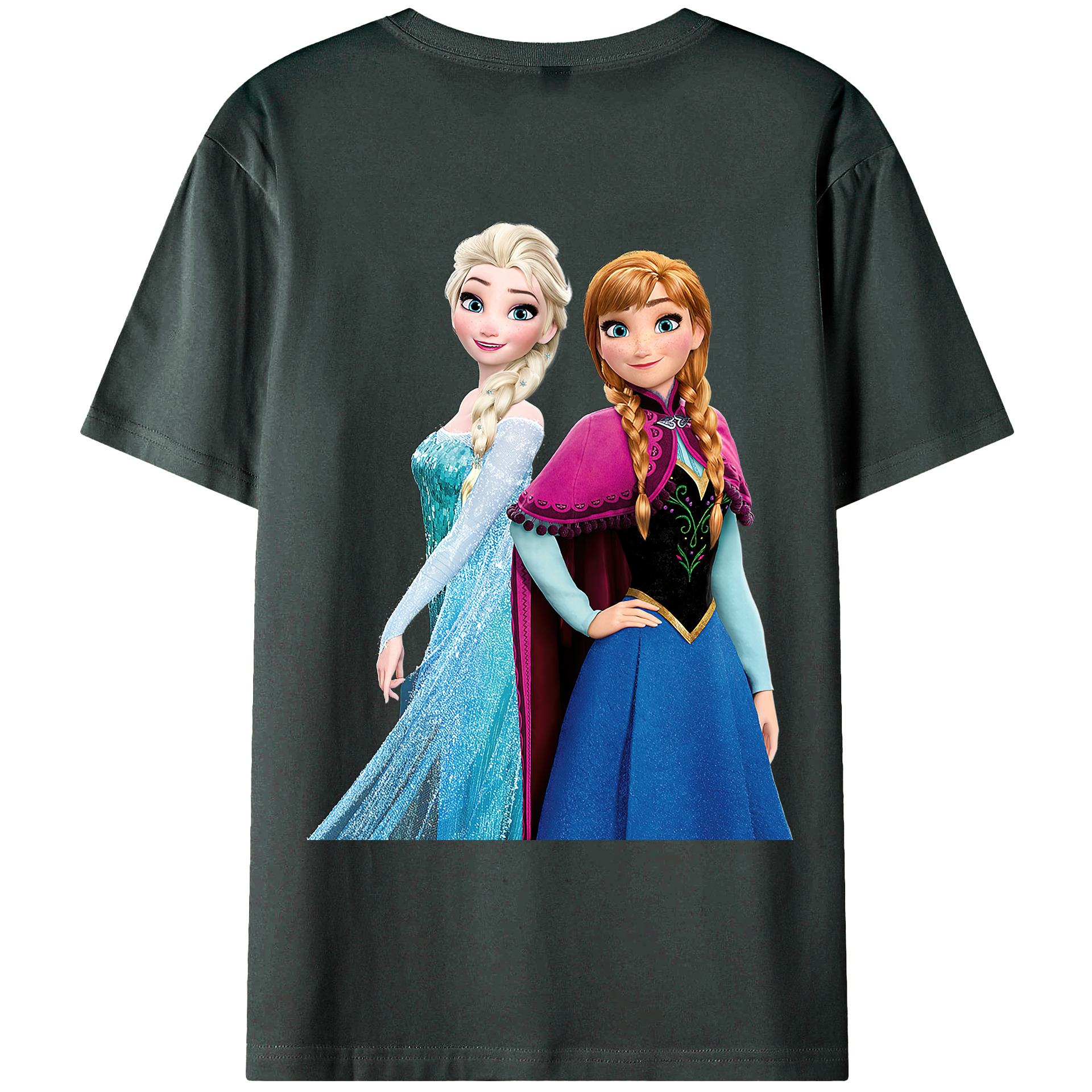 （画像用） アナと雪の女王 アンナ エルサ Frozen Anna Elsa 綿100％ メンズ半袖Tシャツ（バックプリント） 通気性